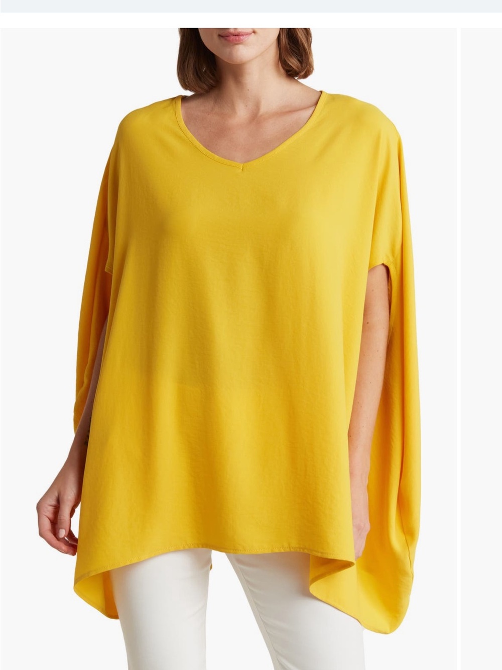 Patrizia Luca Yellow V-Neck Flowing Women's Top